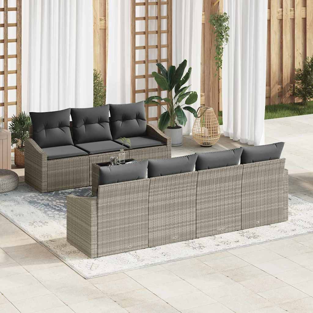 Garten-Sofa-Set 8 pcs Hellgrau und Dunkelgrau 55 x 55 x 37 cm